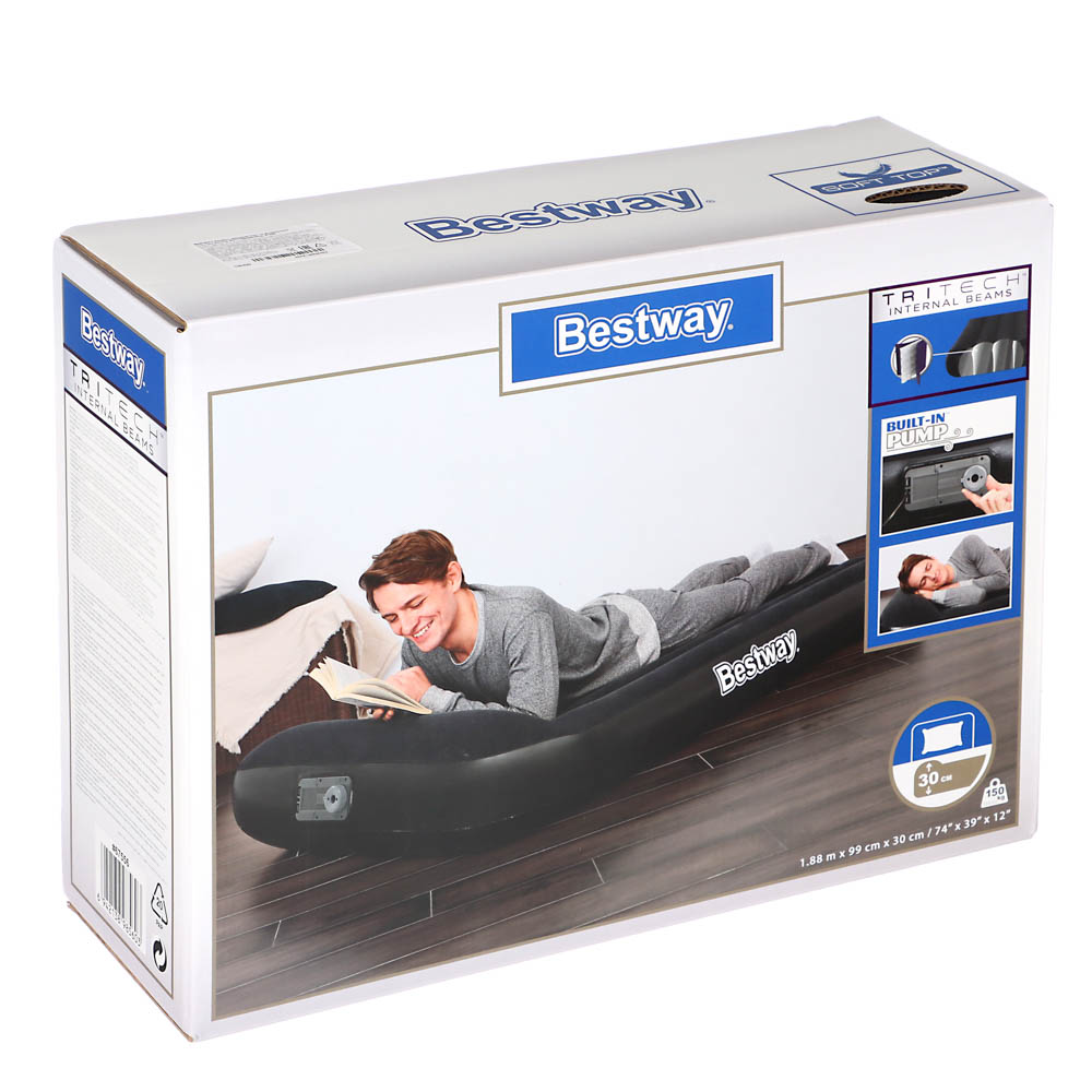 BESTWAY Кровать надувная Twin со встроенным электронасосом, PVC, 188х99х30см, 67556, арт.№ 106-020