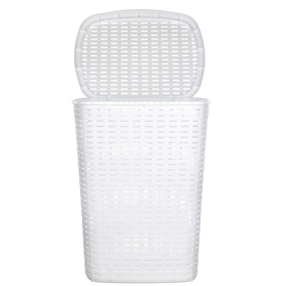Корзина для белья с откидной крышкой, 50 л, 43х35х53 см, пластик, белый, арт.№ 402-020