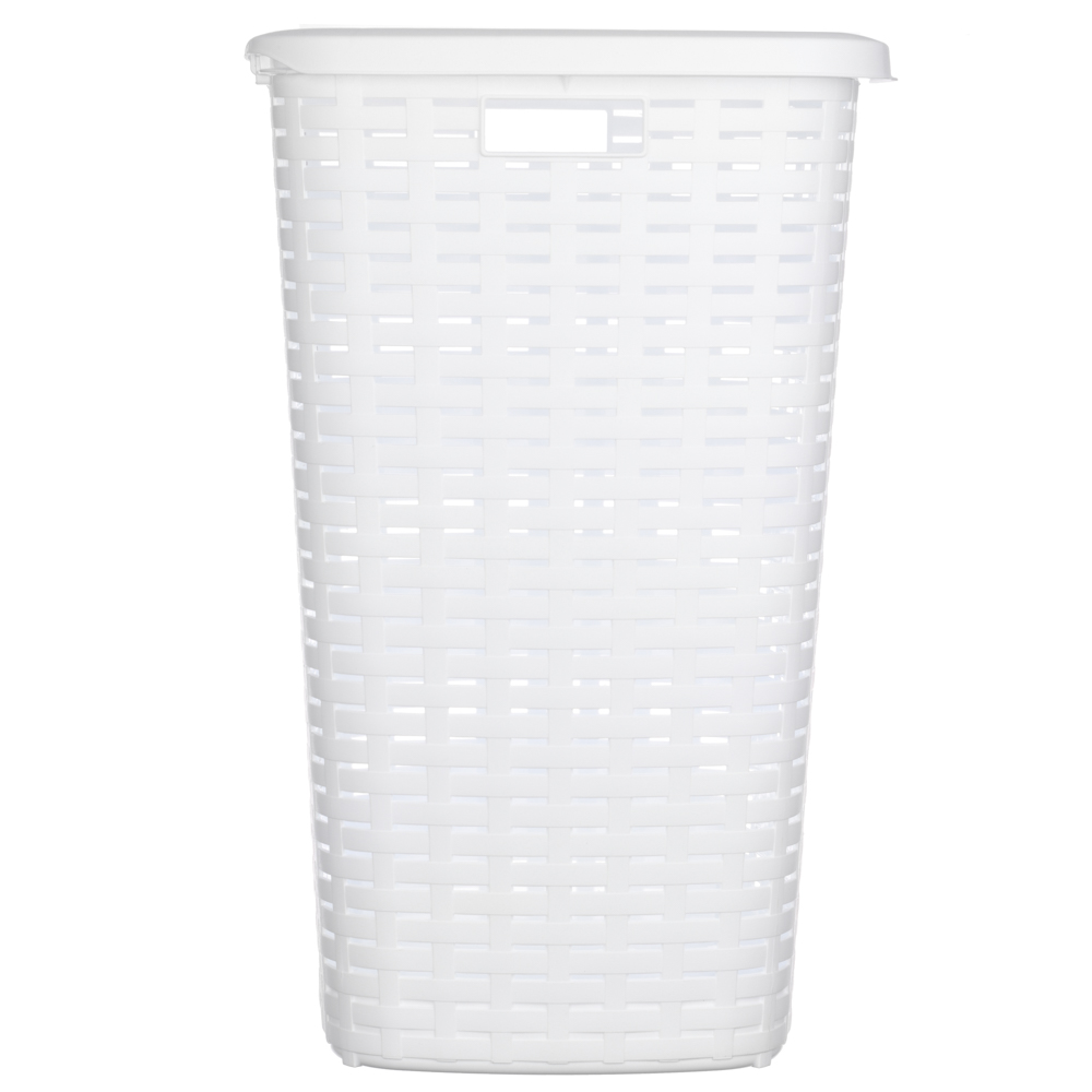 Корзина для белья с откидной крышкой, 50 л, 43х35х53 см, пластик, белый, арт.№ 402-020