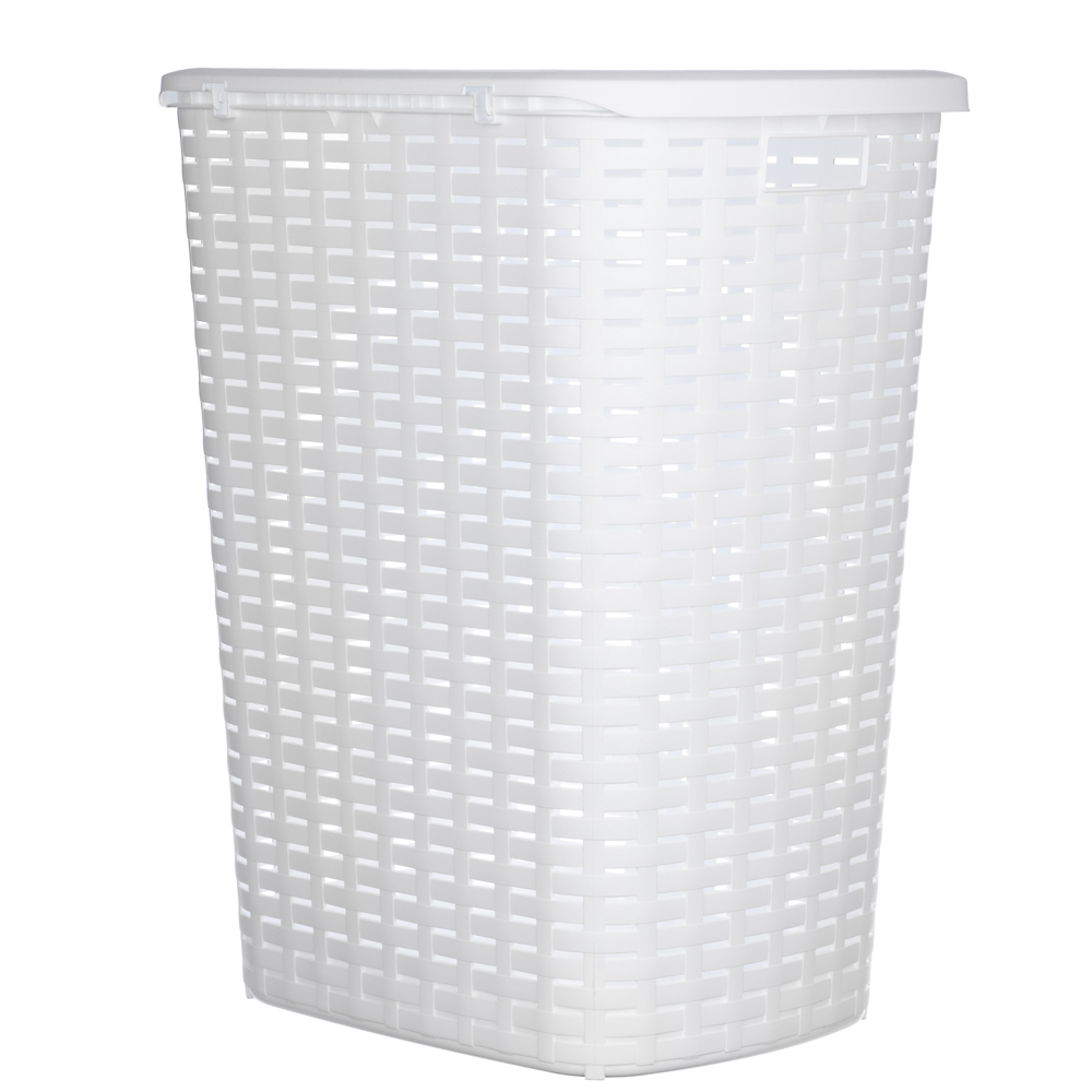 Корзина для белья с откидной крышкой, 50 л, 43х35х53 см, пластик, белый, арт.№ 402-020