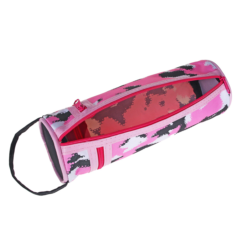 МИЛИТАРИ ГЕРЛ Пенал, мягкий круглый, 20х6,5х6,5см, 2 молнии, плотный ПЭ, ручка, функция подставки, арт.№ 238-292