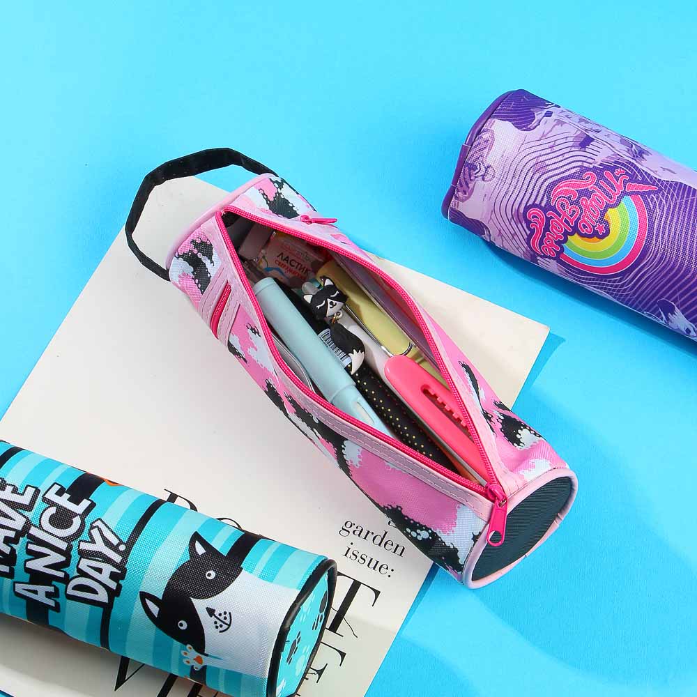 МИЛИТАРИ ГЕРЛ Пенал, мягкий круглый, 20х6,5х6,5см, 2 молнии, плотный ПЭ, ручка, функция подставки, арт.№ 238-292