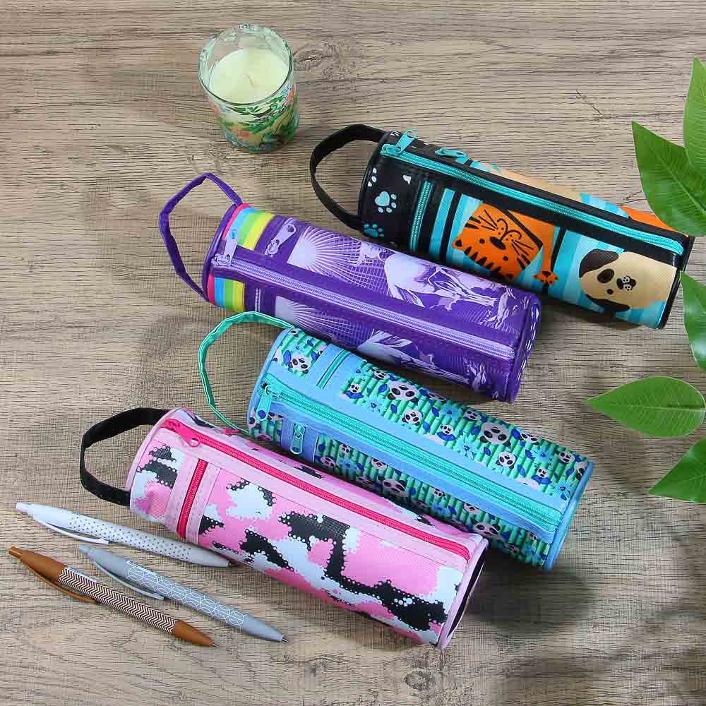 МИЛИТАРИ ГЕРЛ Пенал, мягкий круглый, 20х6,5х6,5см, 2 молнии, плотный ПЭ, ручка, функция подставки, арт.№ 238-292