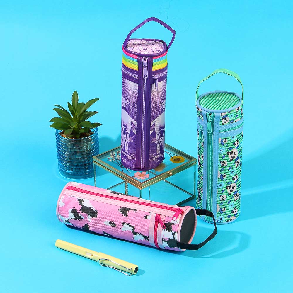 МИЛИТАРИ ГЕРЛ Пенал, мягкий круглый, 20х6,5х6,5см, 2 молнии, плотный ПЭ, ручка, функция подставки, арт.№ 238-292