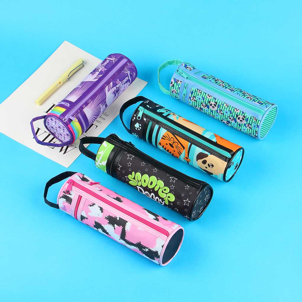 МИЛИТАРИ ГЕРЛ Пенал, мягкий круглый, 20х6,5х6,5см, 2 молнии, плотный ПЭ, ручка, функция подставки, арт.№ 238-292