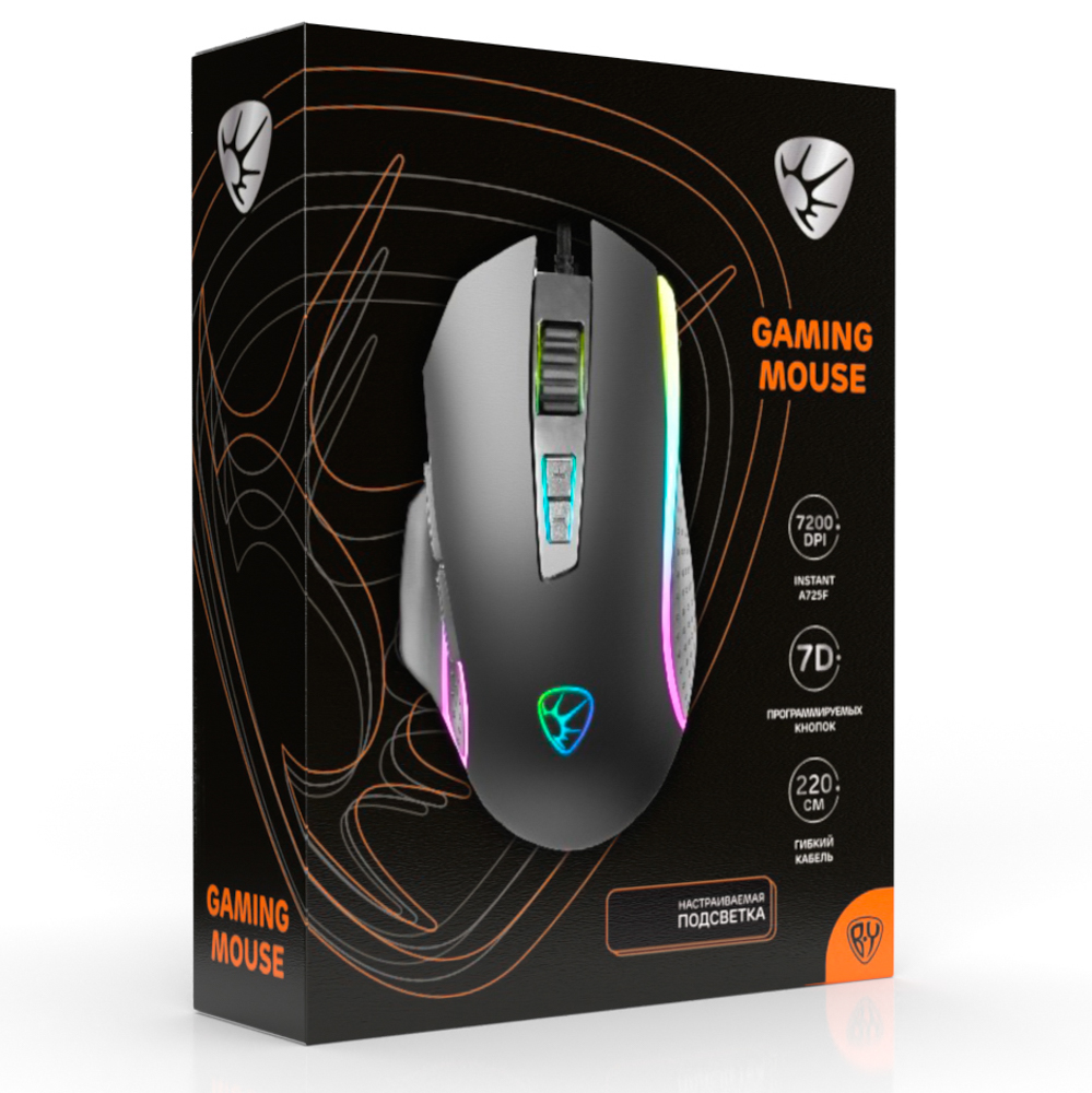BY Игровая мышь проводная Sniper 7000dpi,7D,A725F,RGB,220см, арт.№ 405-052