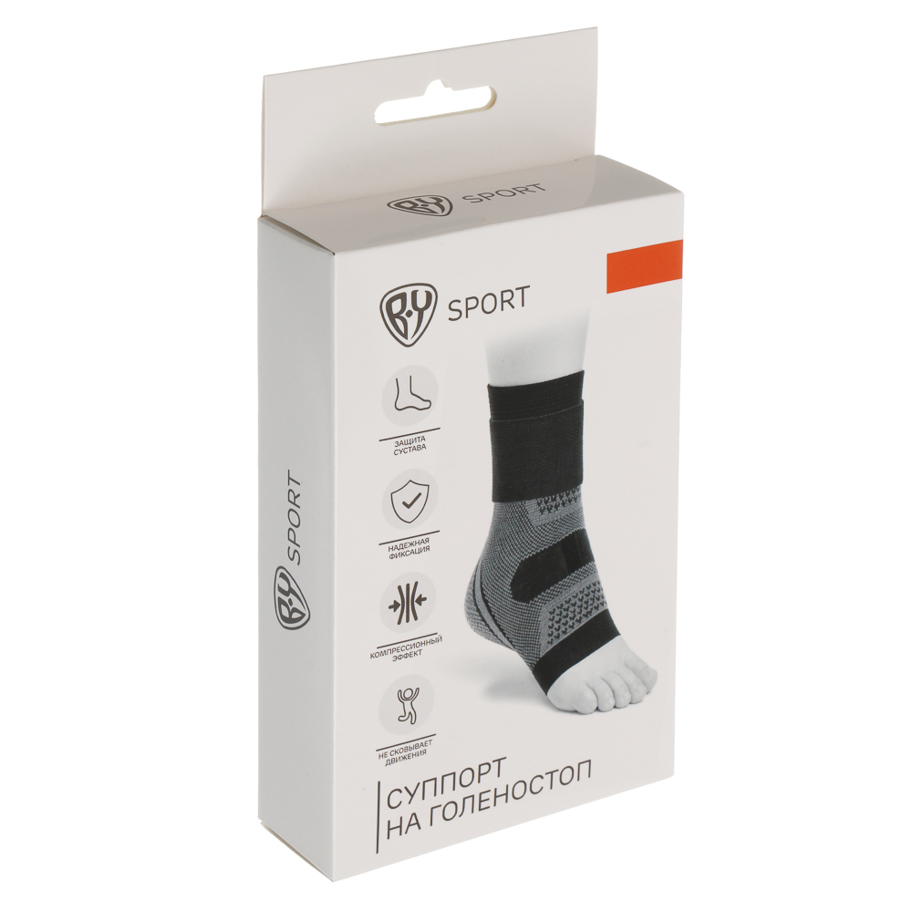 Суппорт на голеностоп, тм BY SPORT, 25х10,5см, полиэфирное волокно 50%, полиэстер 35%, латекс 15%, арт.№ 138-066