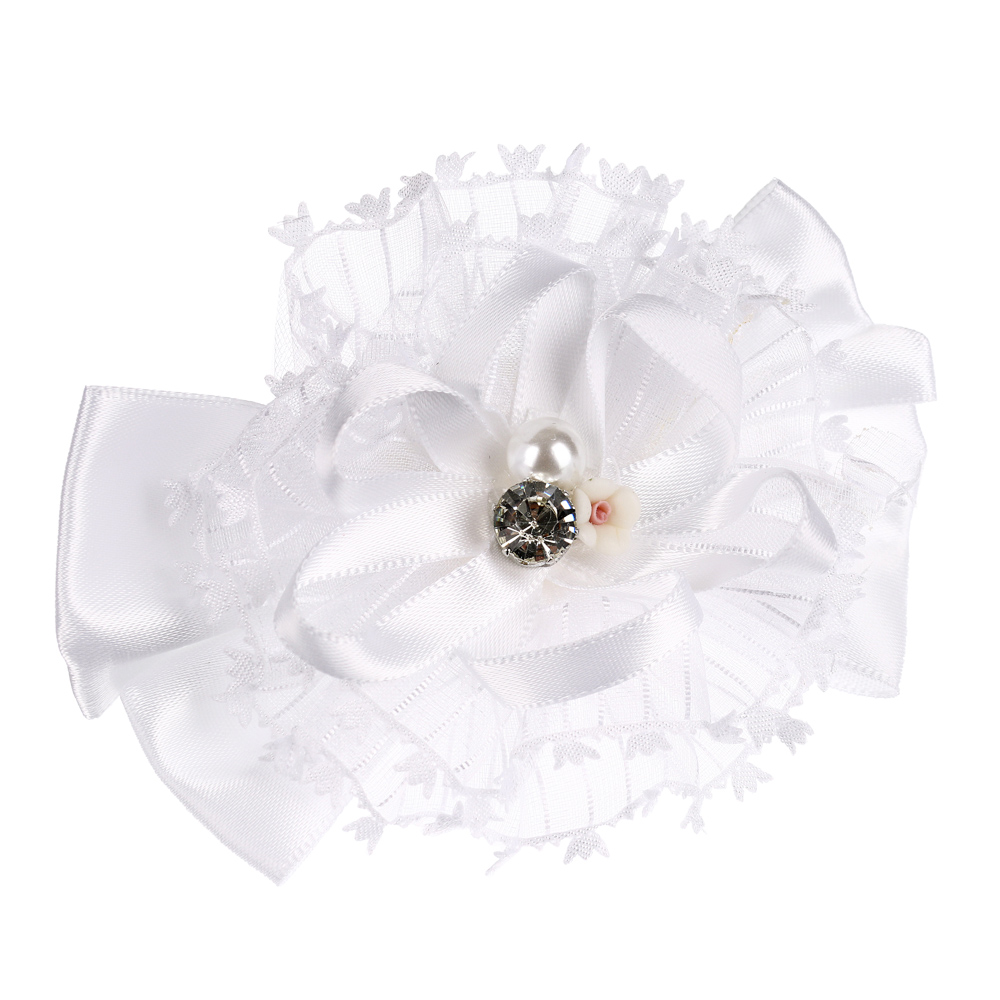 BERIOTTI Бант на резинке, 10см, полиэстер, пластик, белый, ШБ20-2, арт.№ 316-319