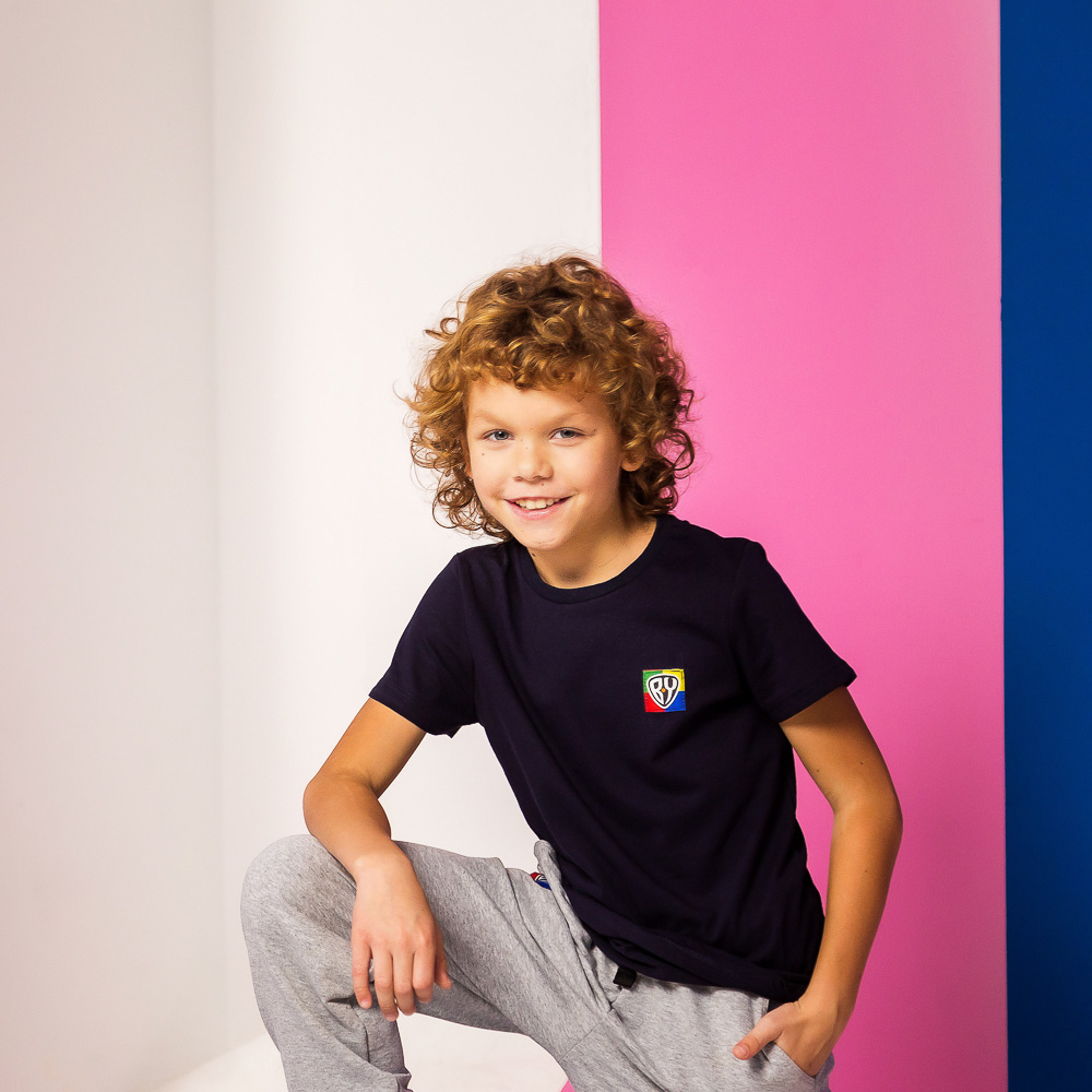 BY Basic Футболка детская, хлопок, цвет темно-синий, размер 122, арт.№ 833-309