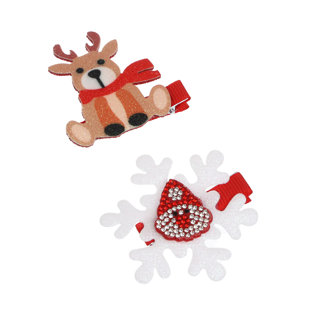 Заколка для волос 2 шт, тм ЮНИLOOK, 1-6,5см, металл, полимер, 6 дизайнов, #1, арт.№ 322-304