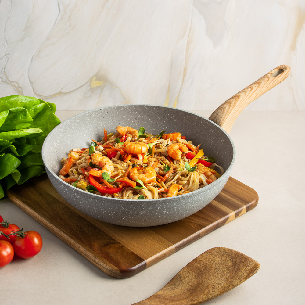 SATOSHI Берг Вок литой d28см, антипригарное покрытие Мрамор, индукция, арт.№ 846-734