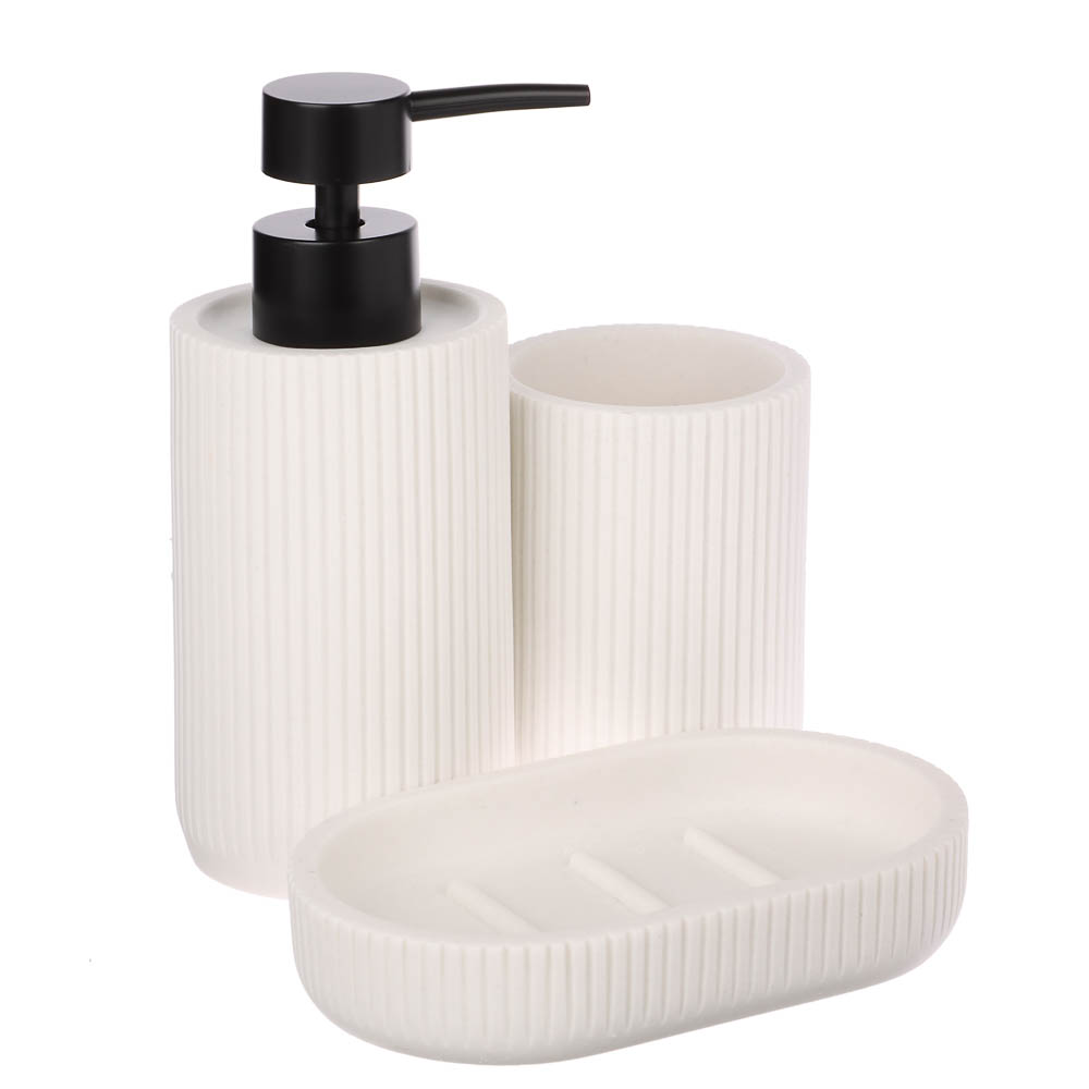 Диспенсер для жидкого мыла тм VETTA Дакота, 250мл, смола (полирезин), белый, 6,5x6,5x16,5см, арт.№ 463-614