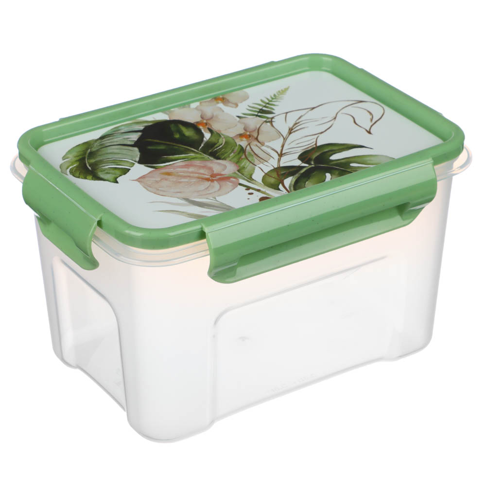 Контейнер для продуктов прямоугольный с защелками 1,1л, Флориана, пластик, арт.№ 861-423