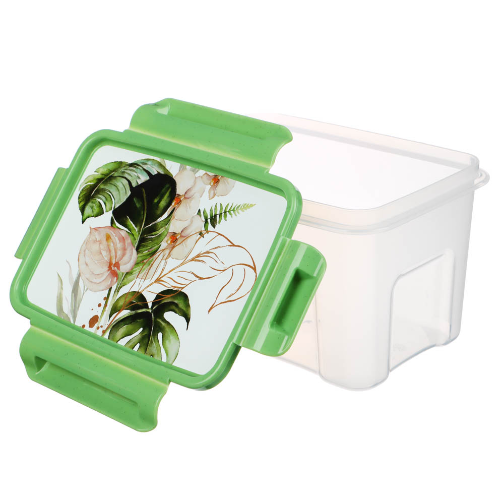 Контейнер для продуктов прямоугольный с защелками 1,1л, Флориана, пластик, арт.№ 861-423