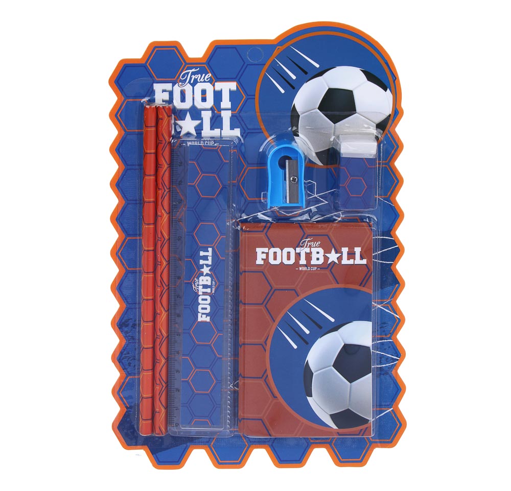 Набор канц., 6 пред,"Рэйсинг Тим/Футбол"(2 карандаша, точилка, линейка, блокнот, ластик),15,8х24,5см, арт.№ 524-275