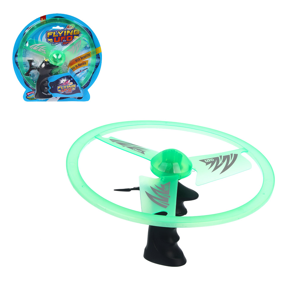 Запускалка с вертушкой большая механическая, 3х13AG, свет, d 25см, PP, арт.№ 900-048