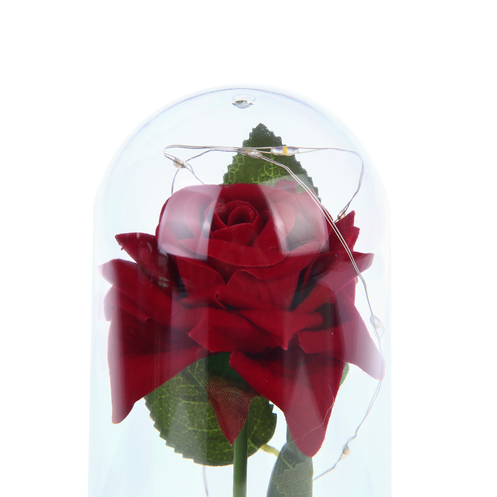 Декор "Роза в колбе" с подсветкой, 15х8х8см, 3хLR1130, ткань, пластик, проволока, 3 вида, арт.№ 695-214