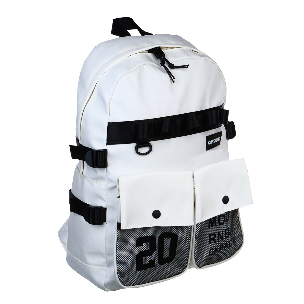 Рюкзак подростковый 44x31,5x14 см, 1 отделение, 5 карманов, декор сеткой и тесьмой, поясная сумка, полиэстер, 3 цвета, арт.№ 254-717