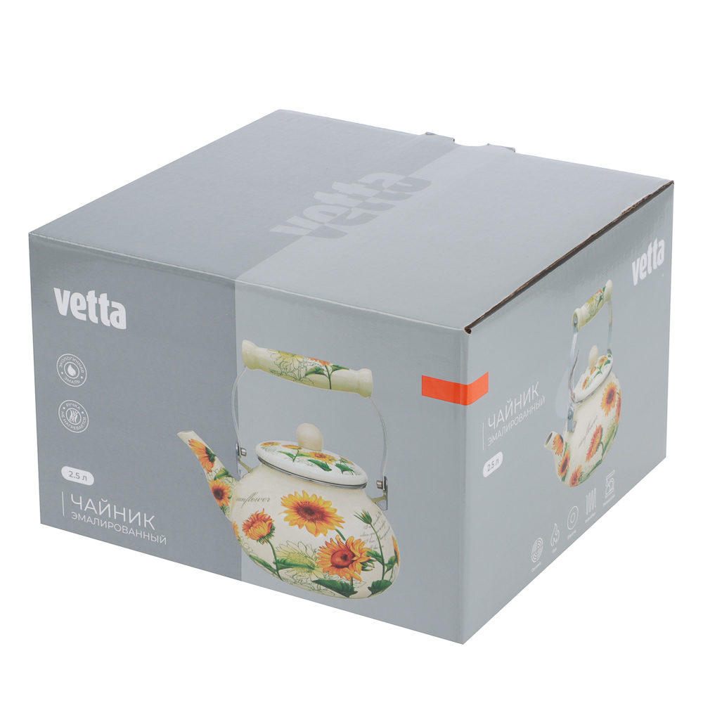 VETTA Подсолнухи Чайник эмалированный, 2,5л, индукция, арт.№ 894-524