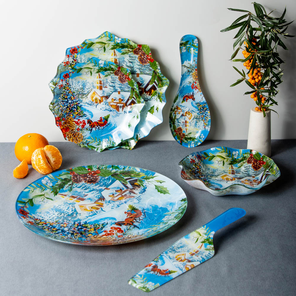 Зимний пейзаж Подставка под ложку, 23,5х8х1,5см, стекло, арт.№ 820-797