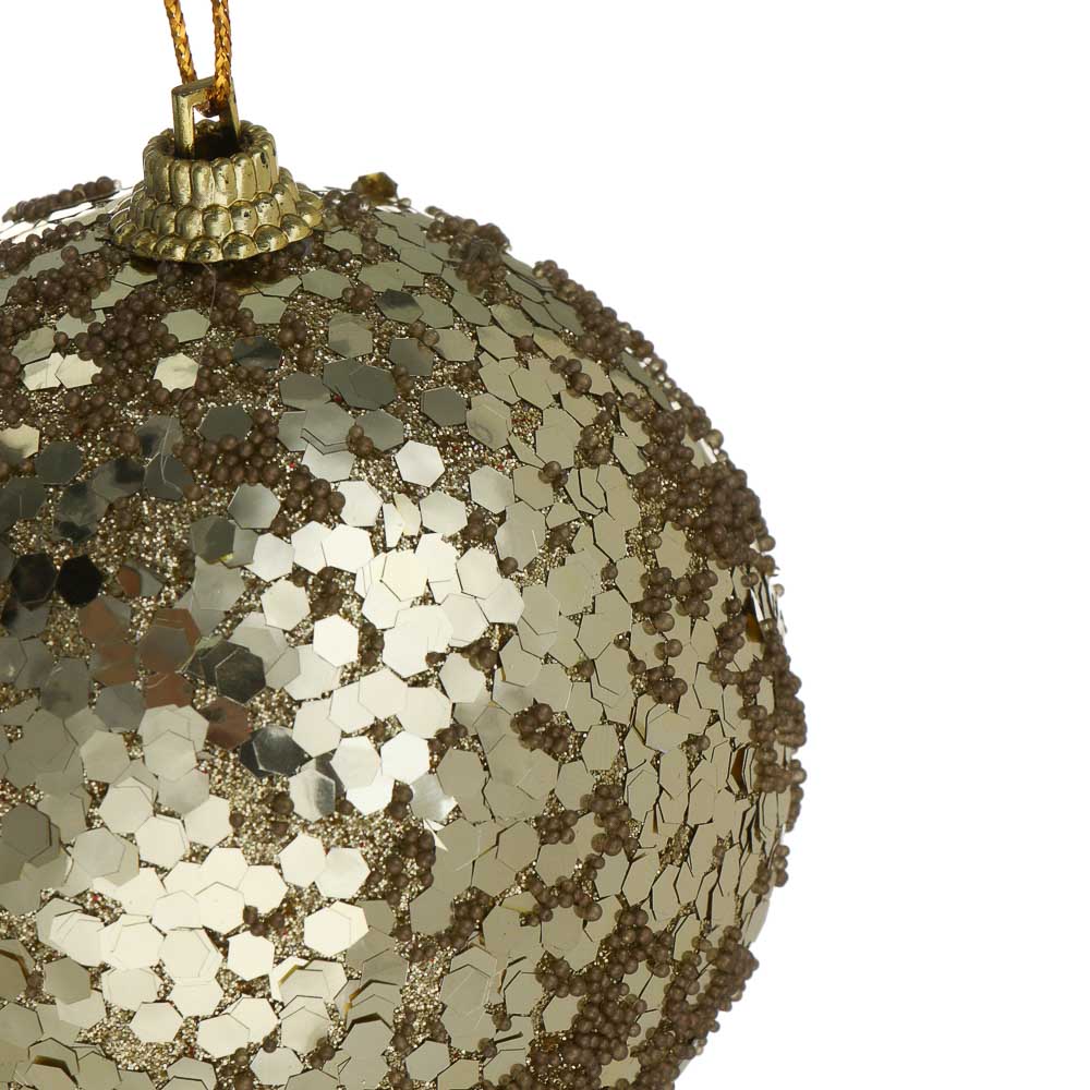 СНОУ БУМ Елочная игрушка шар, диаметр 8 см, золотой, пластик, арт.№ 373-621