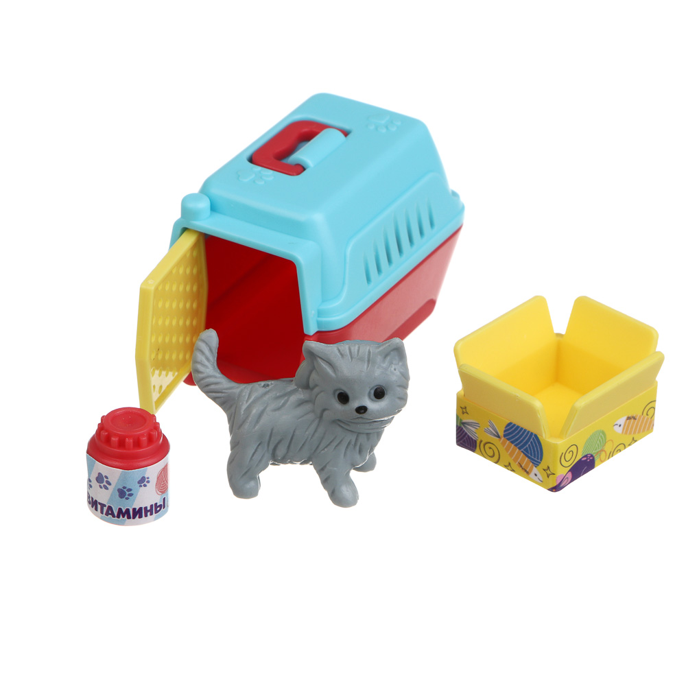 ИГРОЛЕНД Питомец с акс., 4 пр., PVC, ABS, 6,5х6,5х11см, 6 видов, арт.№ 258-085