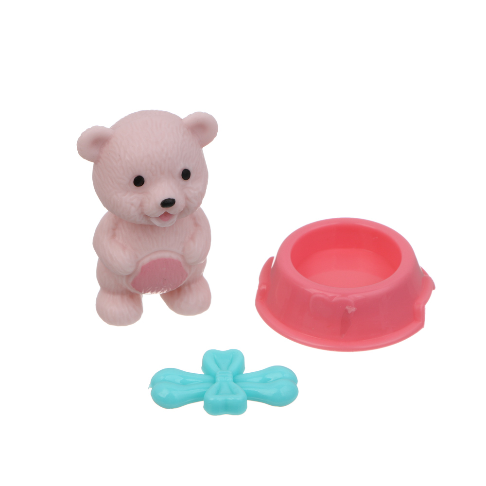 ИГРОЛЕНД Питомец в будке, щенок/медвежонок с акс., 4 пр., PVC, ABS, 6,4х5х7см, 6 видов, арт.№ 258-087
