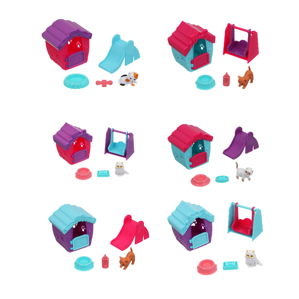 ИГРОЛЕНД Питомец с акс., 4 пр., PVC, ABS, 6,5х5,1х12,4 см, 4 вида, арт.№ 258-088