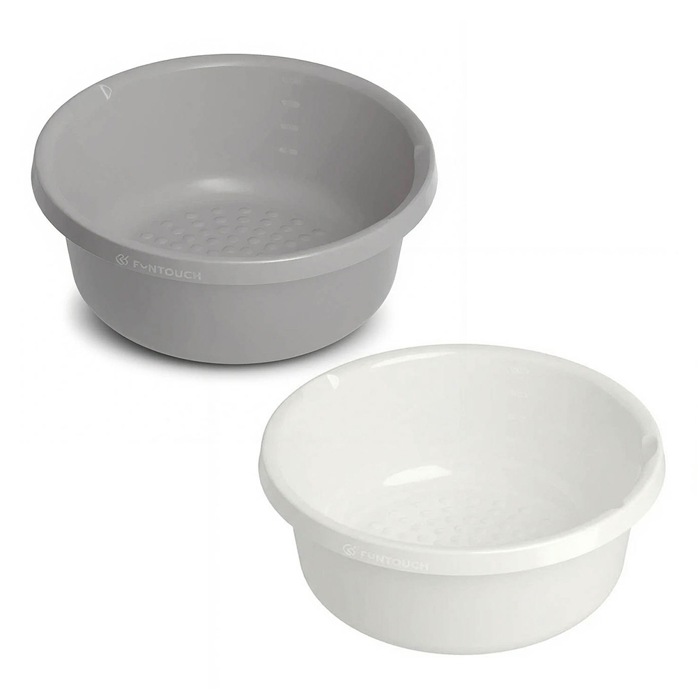 Таз Комфорт круглый 10л, d34,8х15,6см, полипропилен, молочный, серый, арт.№ 407-118