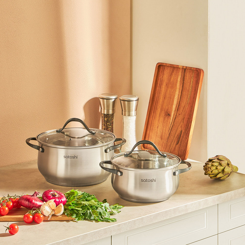 SATOSHI Велли Набор кастрюль 4 пр.: 2,5л, 4,5л, со стекл. крышкой, арт.№ 822-203