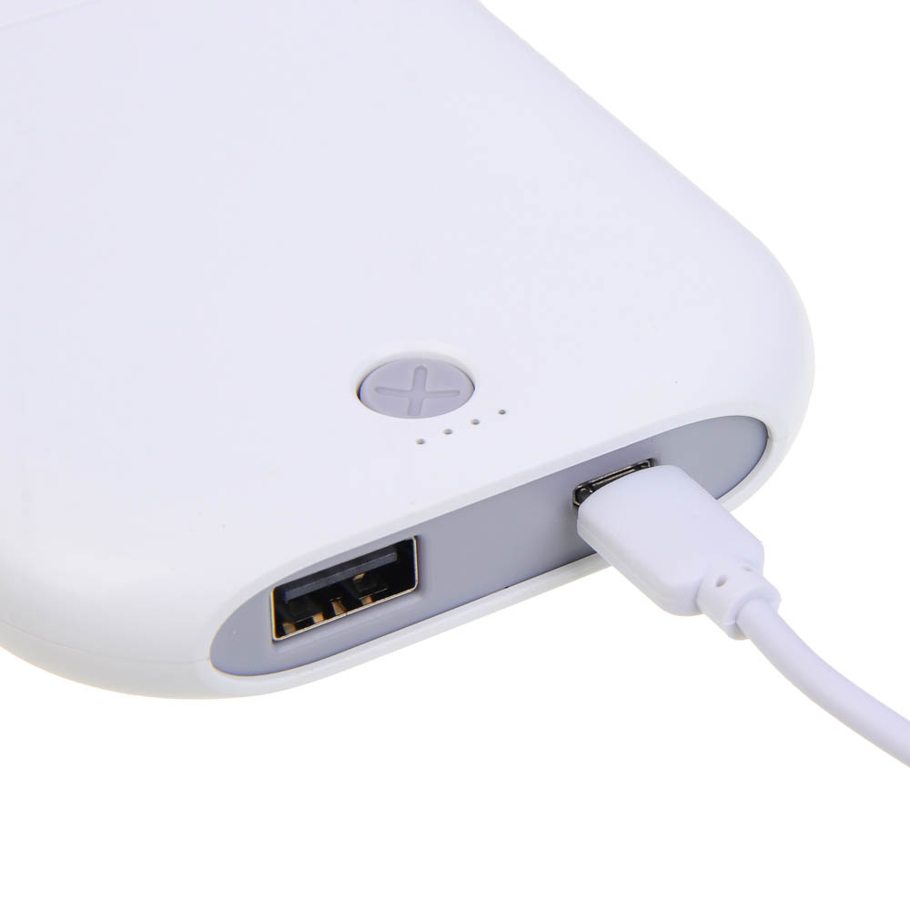 Вентилятор ручной складной с пауэрбэнком тм LEBEN 3.7в/1200мАч, USB-кабель, белый, арт.№ 243-019