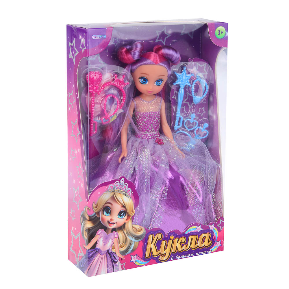 ИГРОЛЕНД Кукла в бальном платье, 24 см, с акс., PVC, ABS, полиэстер, 18,2х6х28,5 см, арт.№ 436-176