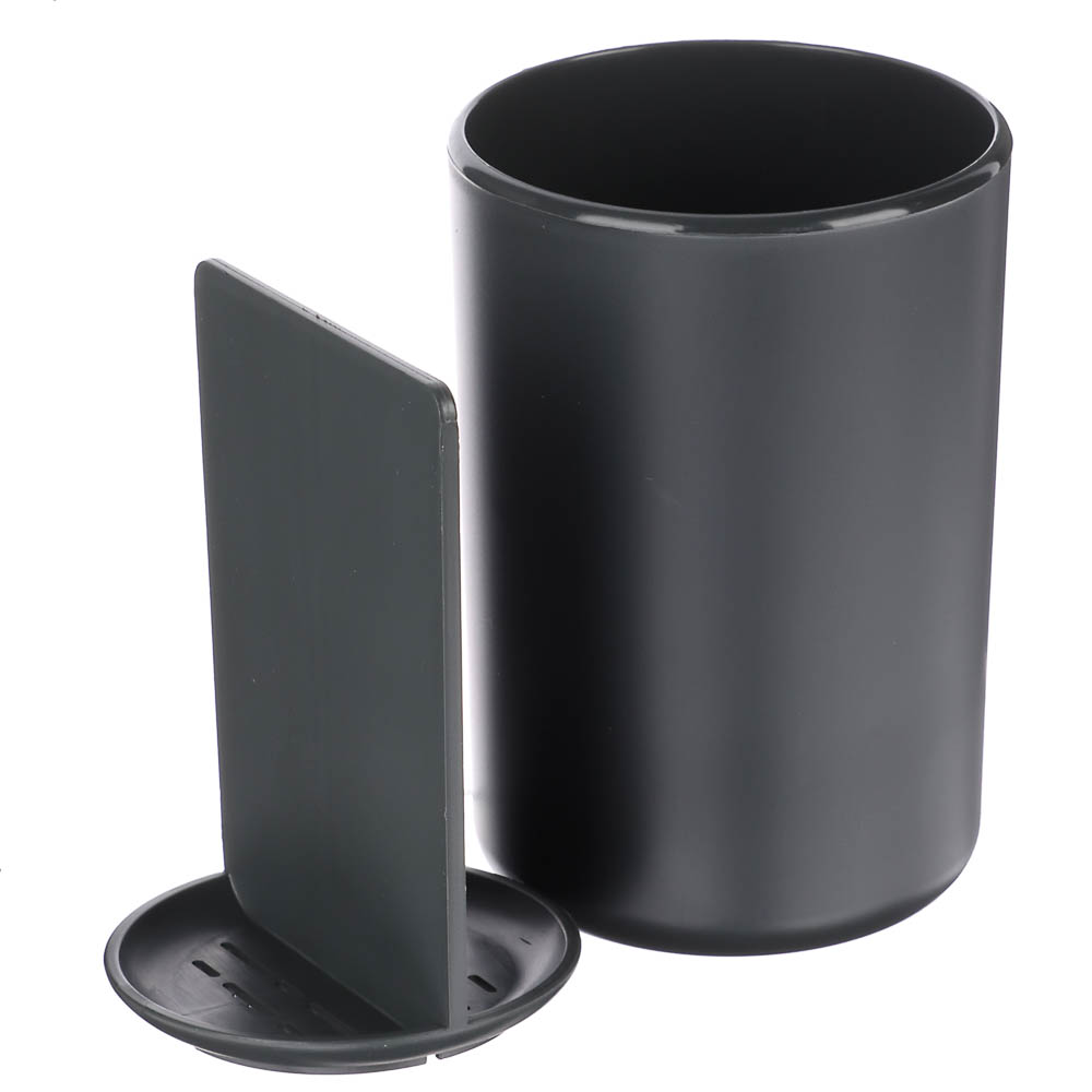 Стакан для зубных щеток Flux, 250мл, черный графит, 7,5х7,5х11см, арт.№ 463-620