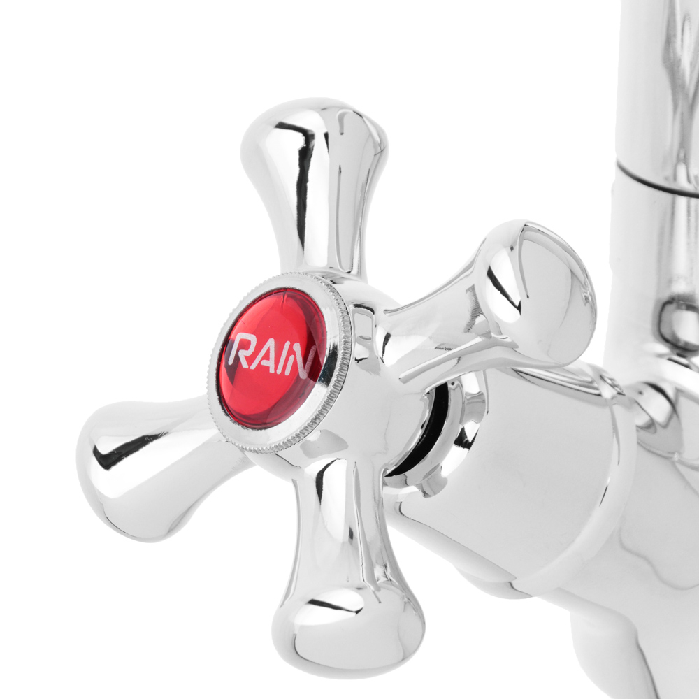 RAIN Смеситель для кухни Нефрит, высокий излив, керам. кран-буксы 1/2, гайка, латунь, хром, арт.№ 561-314