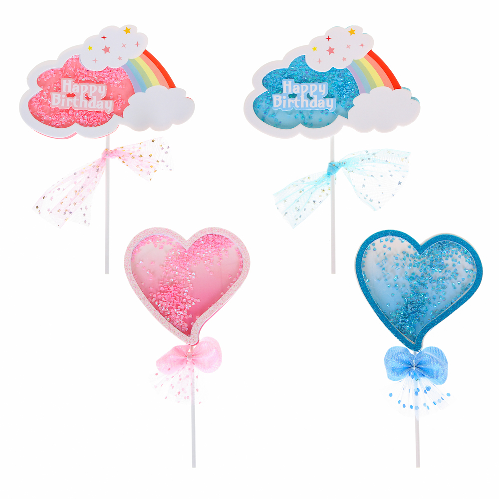 FNtastic Декор для торта в виде сердца, облачка, 28 см, пластик, бумага, 2 дизайна, арт.№ 530-327