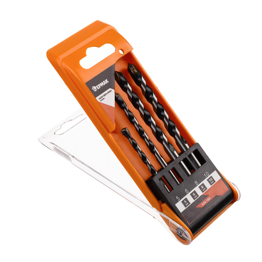 ЕРМАК Набор ударных сверл по бетону, серия PROFI 4 шт. (5; 6; 8; 10), арт.№ 654-164