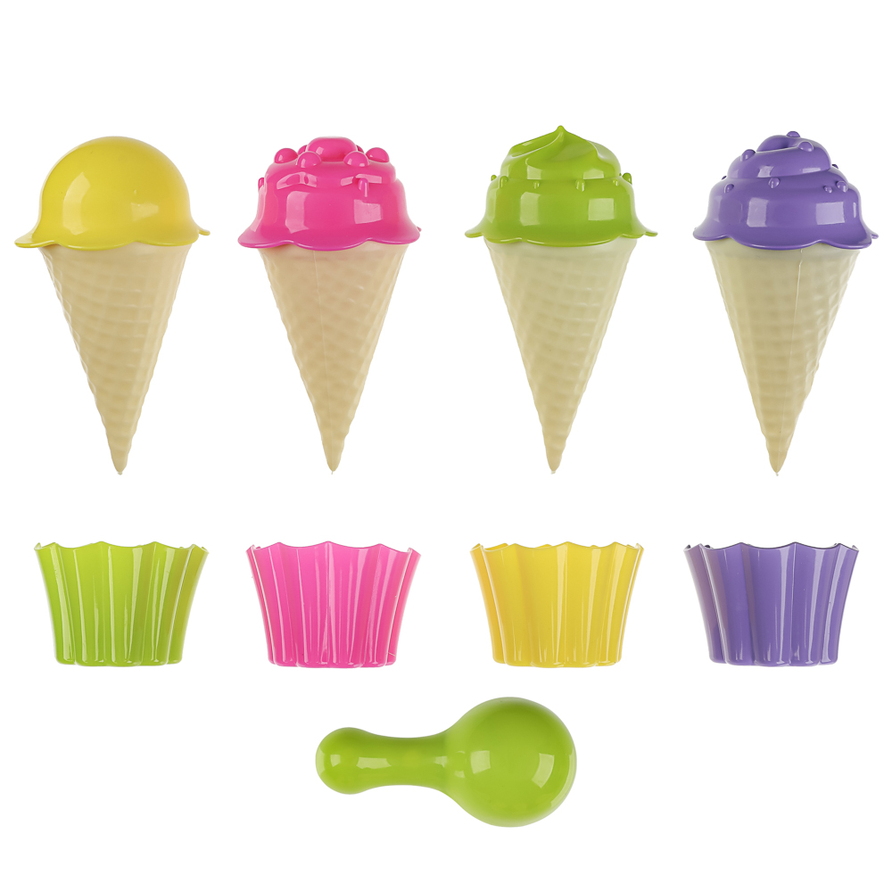 Набор формочек "Мороженое", ИГРОЛЕНД, 13 предметов, пластик, игрушка для детей 3+, арт.№ 430-001