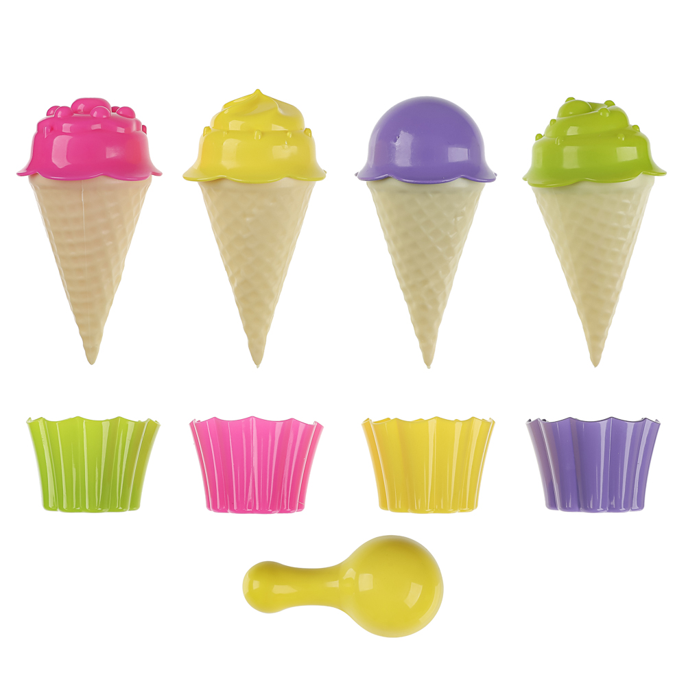 Набор формочек "Мороженое", ИГРОЛЕНД, 13 предметов, пластик, игрушка для детей 3+, арт.№ 430-001