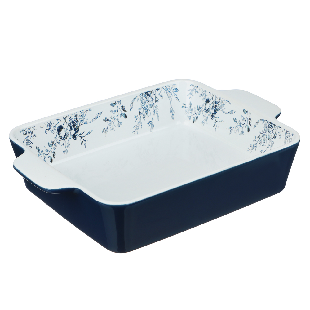 Форма для запекания и сервировки прямоугольная 28,2х19,5х5,8см тм MILLIMI цветы, керамика, арт.№ 826-006