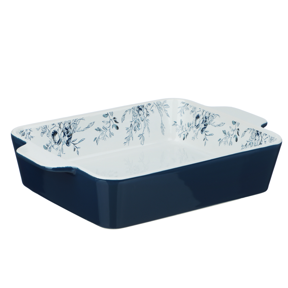 Форма для запекания и сервировки прямоугольная 28,2х19,5х5,8см тм MILLIMI цветы, керамика, арт.№ 826-006