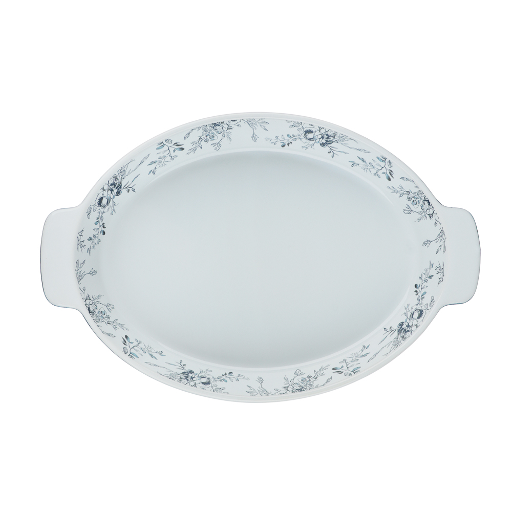 Форма для запекания и сервировки овальная 31х20,5х5см тм MILLIMI цветы, керамика, арт.№ 826-007