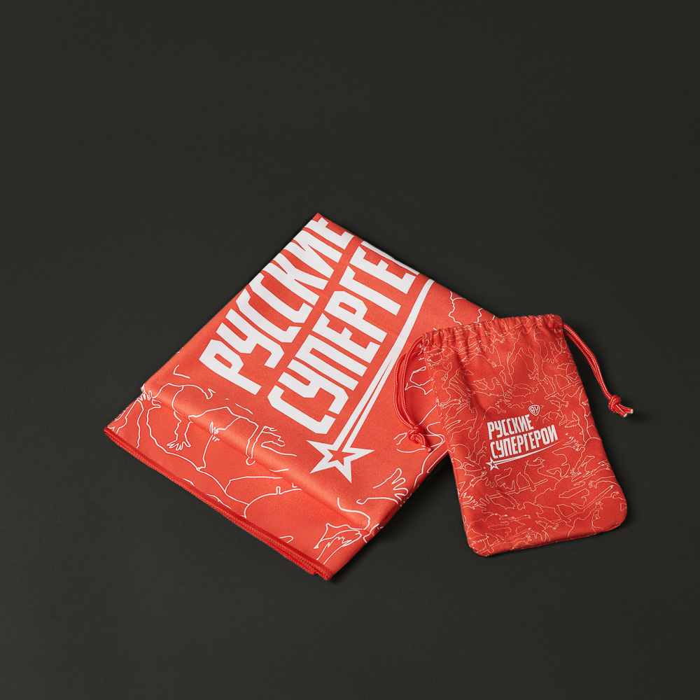 BY Русские супергерои Полотенце быстросохнущее из микрофибры 70х150см, 200гр/м, красный, арт.№ 484-170