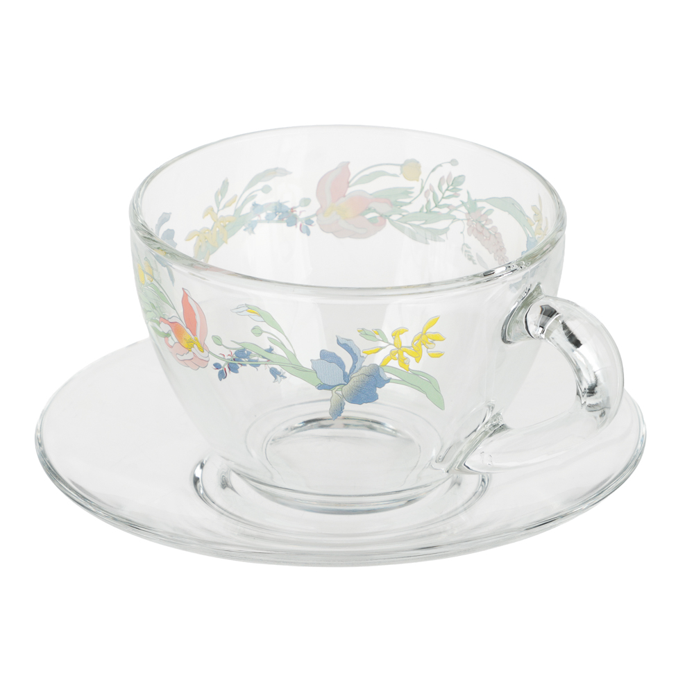 ОСЗ Ботаника Чайная пара Прага (чашка 0,2л, блюдце D-13,2см), стекло, арт.№ 877-815