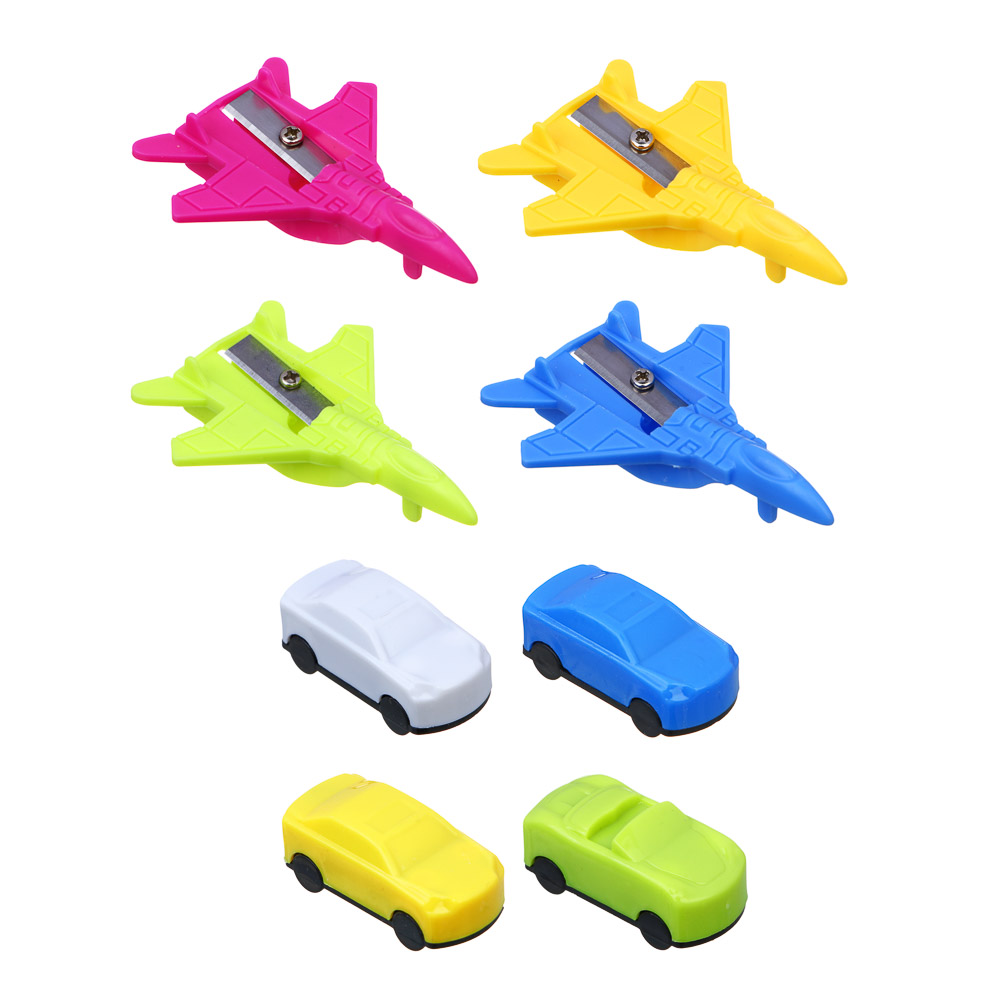Точилка в форме машинки и самолета, 2 диз., 4 цвета, 1 отверстие, арт.№ 576-066