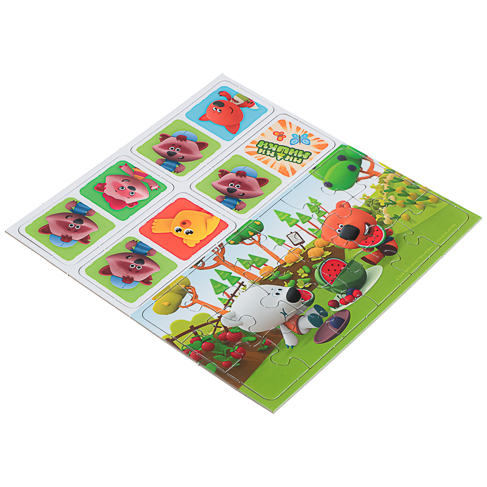 МиМиМишки Настольная игра Домино+пазл,18 элементов, 23x1,5x20,5 см, арт.№ 285-273