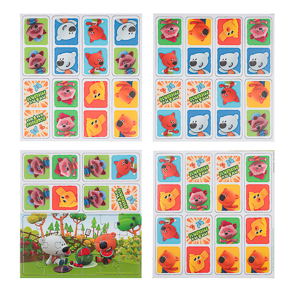 МиМиМишки Настольная игра Домино+пазл,18 элементов, 23x1,5x20,5 см, арт.№ 285-273