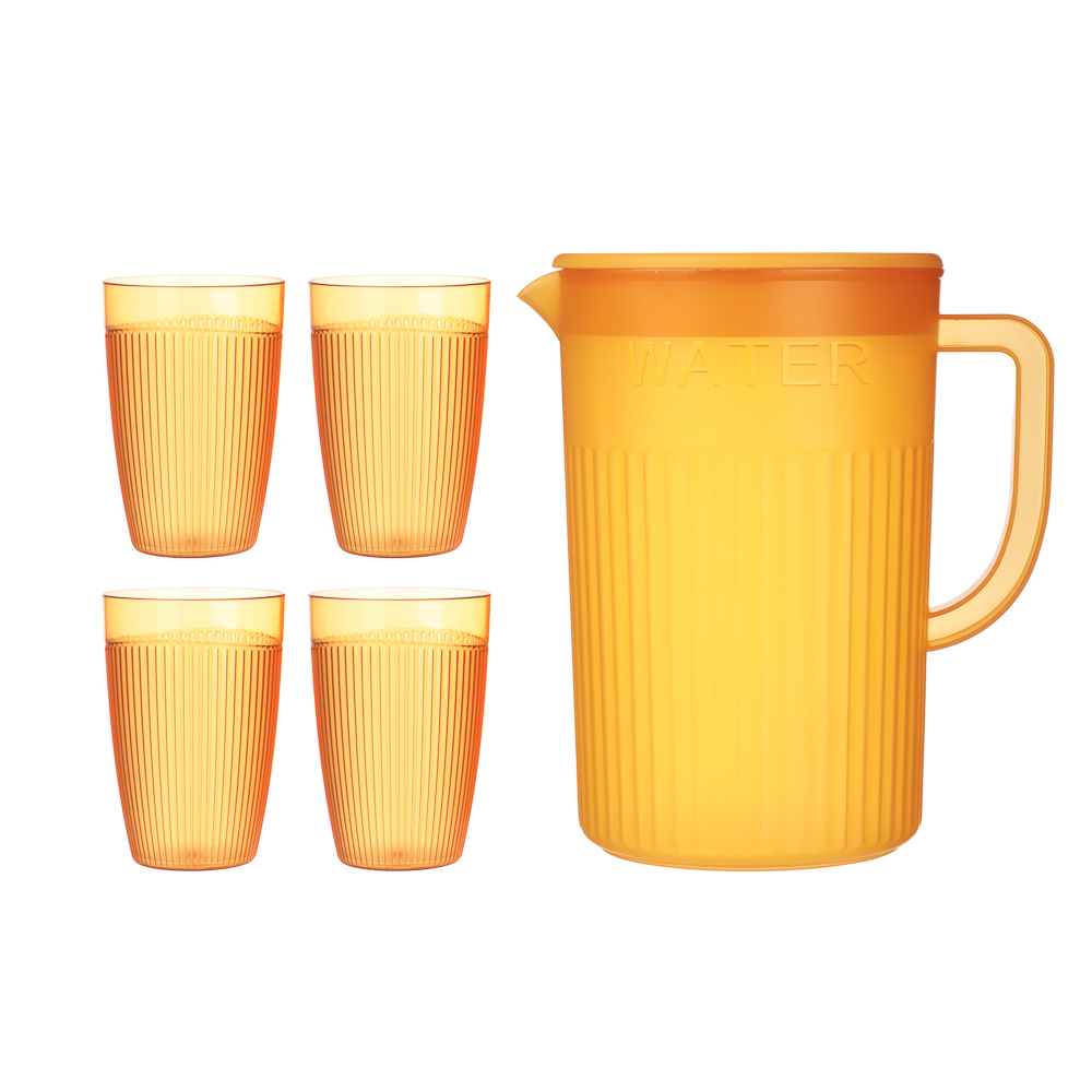 Набор кувшин для воды с крышкой 2л, 4 стакана, 2 цвета, пластик, арт.№ 861-561