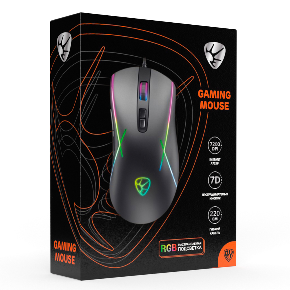 BY Игровая мышь проводная Rifle 7000dpi,7D,A725F,RGB,220см, арт.№ 405-051