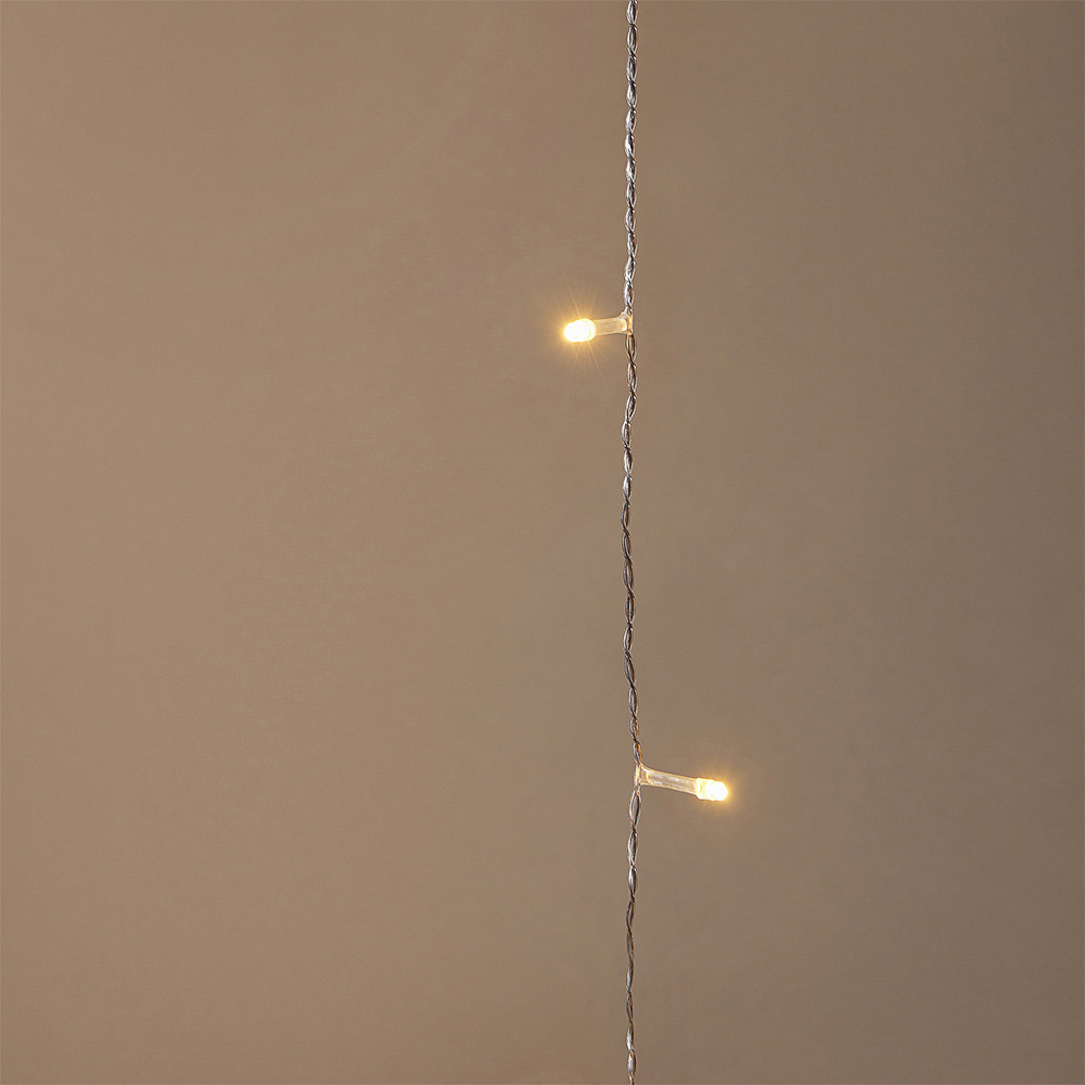 Гирлянда бахрома 3x0.5x0,7 м СНОУ БУМ, 96 LED ламп, постоянное свечение шампань, ПВХ прозрачный, коннектор, 220В, арт.№ 382-041