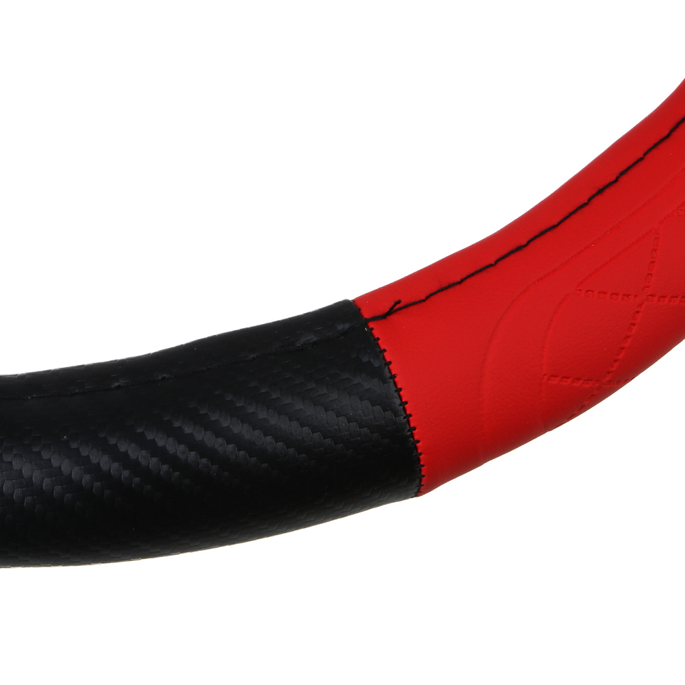 ЕРМАК Оплетка руля, Карбон - А, черная с красными вставками, размер М, полиуретан(PU), арт.№ 708-435